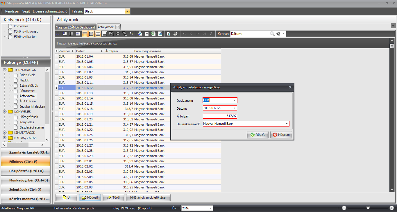 Árfolyamok kezelése