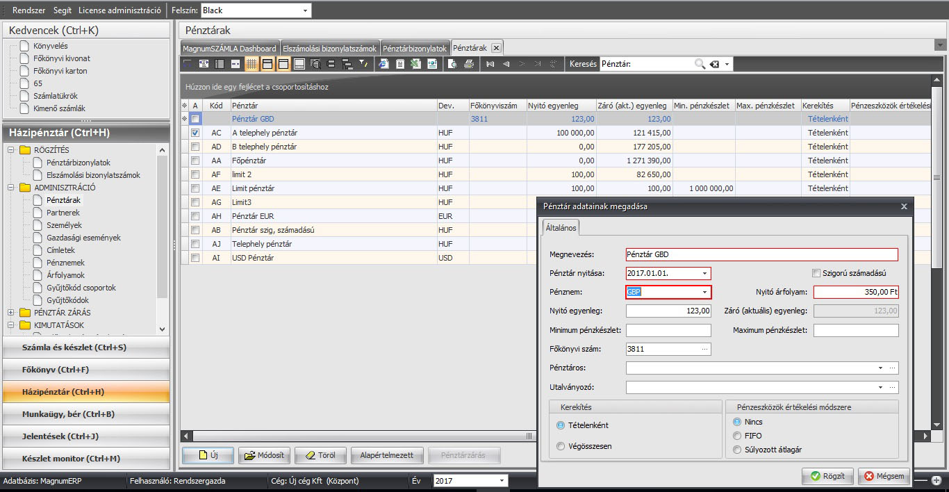 Valuta pénztár kezelés