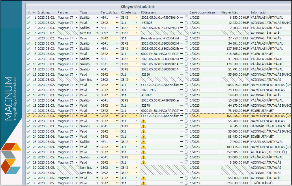 Banki import előfeldogozó ablak